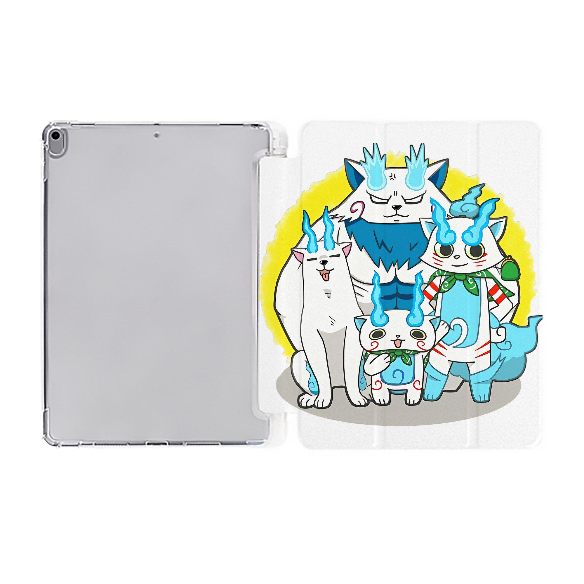 （画像用） 妖怪ウォッチ Yo-kai Watch IPad ケース ペン収納付き 三つ折りスタンド PUレザー×シリコン 対応機種9.5/10.5/10.9インチ